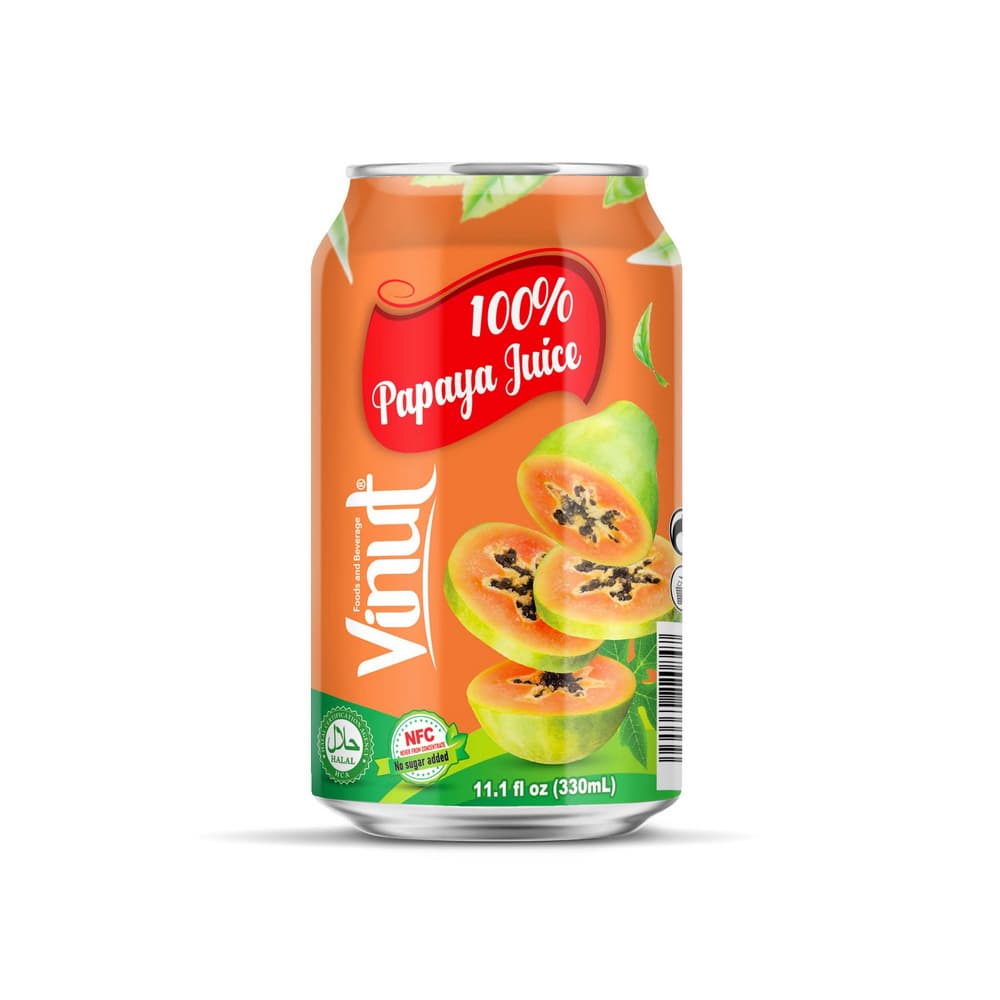VINUT 100 % Papaijamehu, NFC, Ei lisättyä sokeria, Tölkki, 11.1 fl oz 330 mL