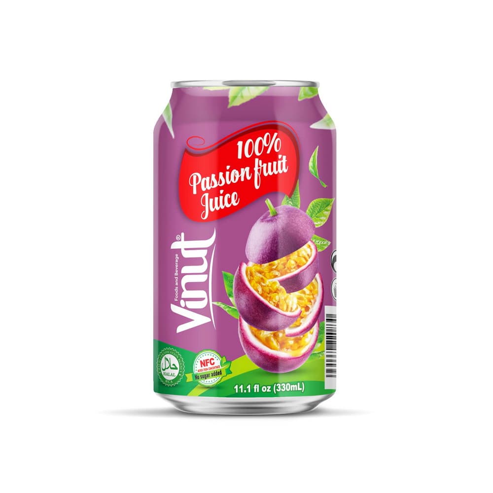 VINUT 100 % Passionhedelmämehu, NFC, Ei lisättyä sokeria, Tölkki, 11.1 fl oz 330 mL