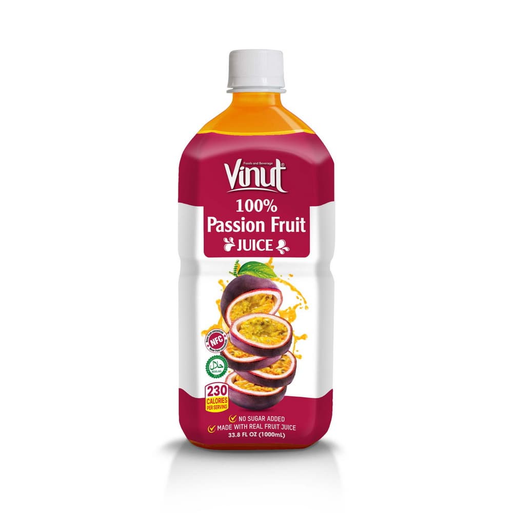 VINUT 100 % passionhedelmätäysmehu, NFC, ei lisättyä sokeria, PET-pullo, 33.8 fl oz 1000 mL