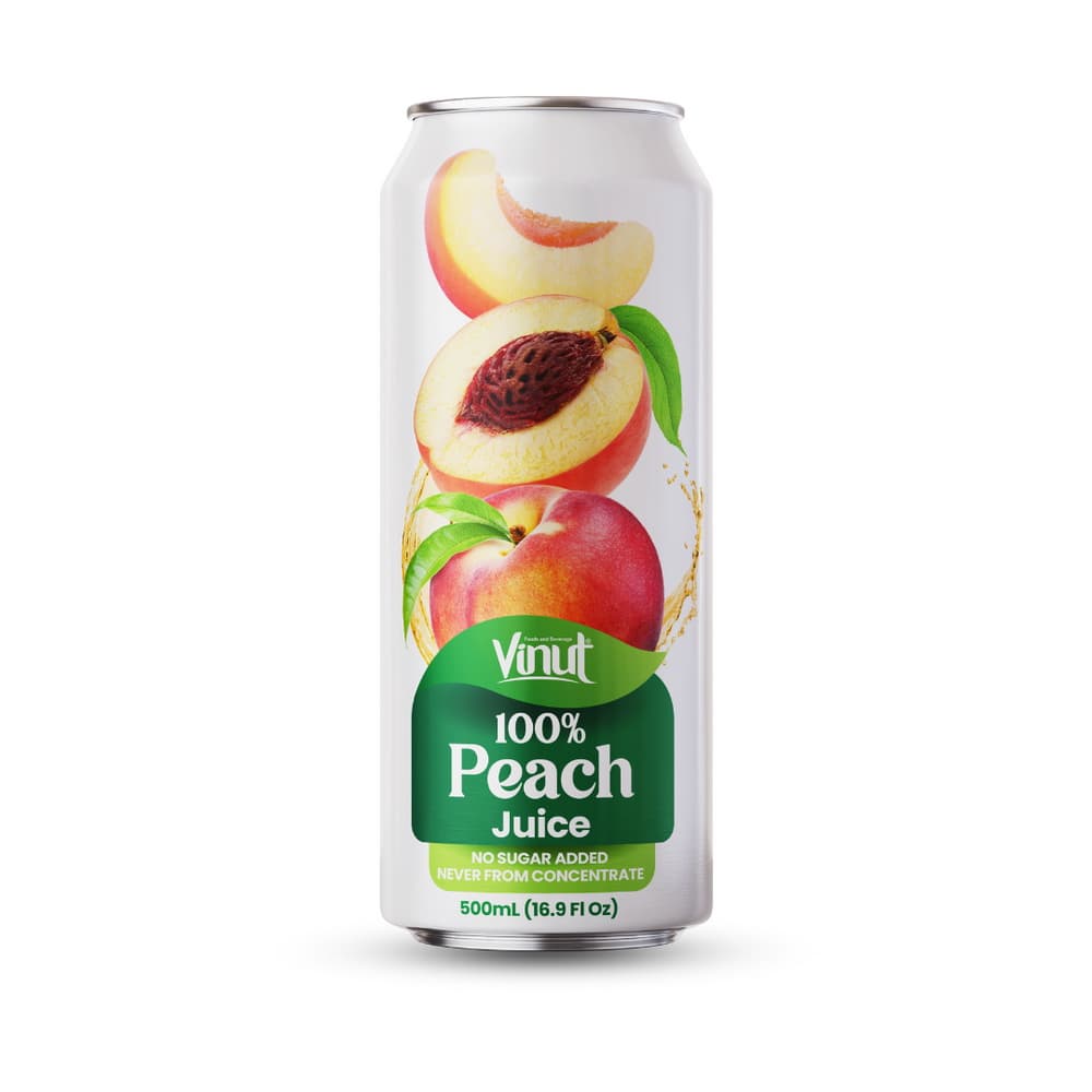 VINUT 100 % persikkatäysmehu, ei lisättyä sokeria, ei tiivisteestä, kapea tölkki, 16.9 fl oz 500 mL