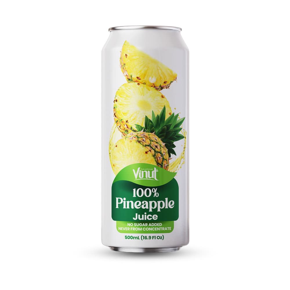 VINUT 100 % ananastäysmehu, ei lisättyä sokeria, ei tiivisteestä, kapea tölkki, 16.9 fl oz 500 mL