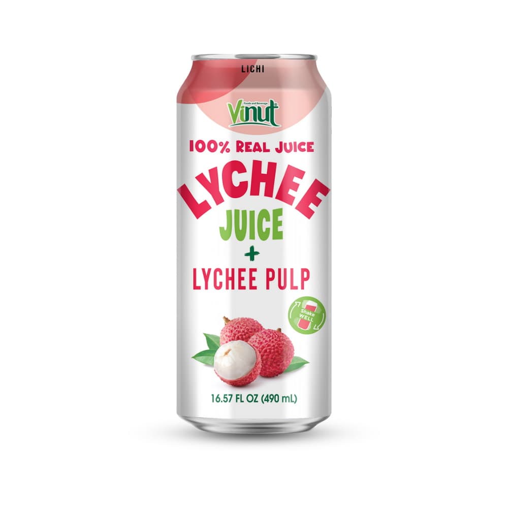 VINUT 100 % aito litsimehu + litsin hedelmäliha, kapea tölkki, 16.57 fl oz 490 mL