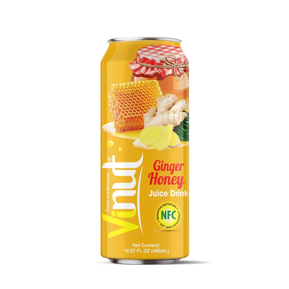 Vinut Ginger Honey Juice Drink, NFC, Slim Can, 16.57 fl oz 490 mL