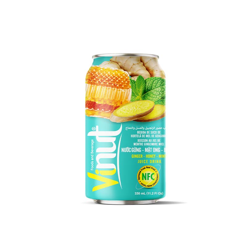 Vinut Ginger-Honey-Mint Juice Drink, NFC, Slim Can, 11.2 fl oz 330 mL
