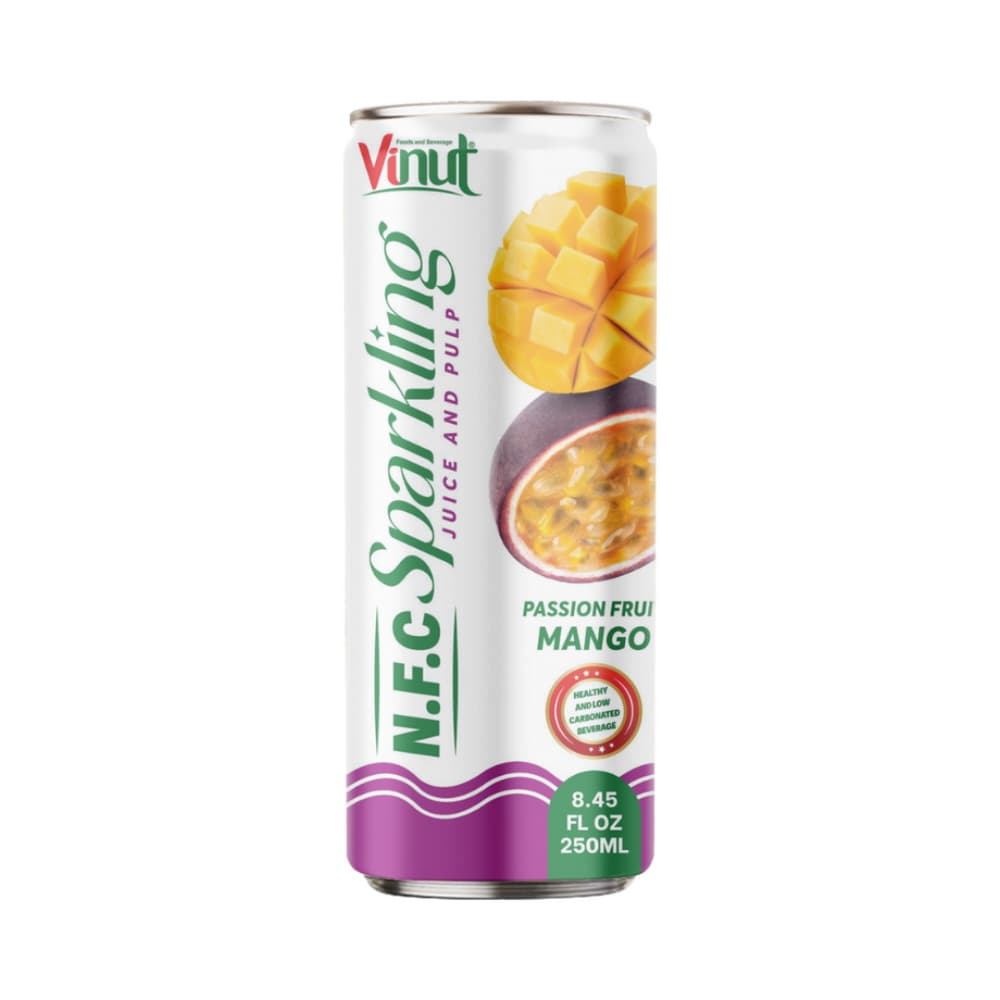 VINUT N.F.C Hiilihapotettu mehu hedelmälihalla Passionhedelmä-mango, ohut tölkki, 8.45 fl oz 250 mL