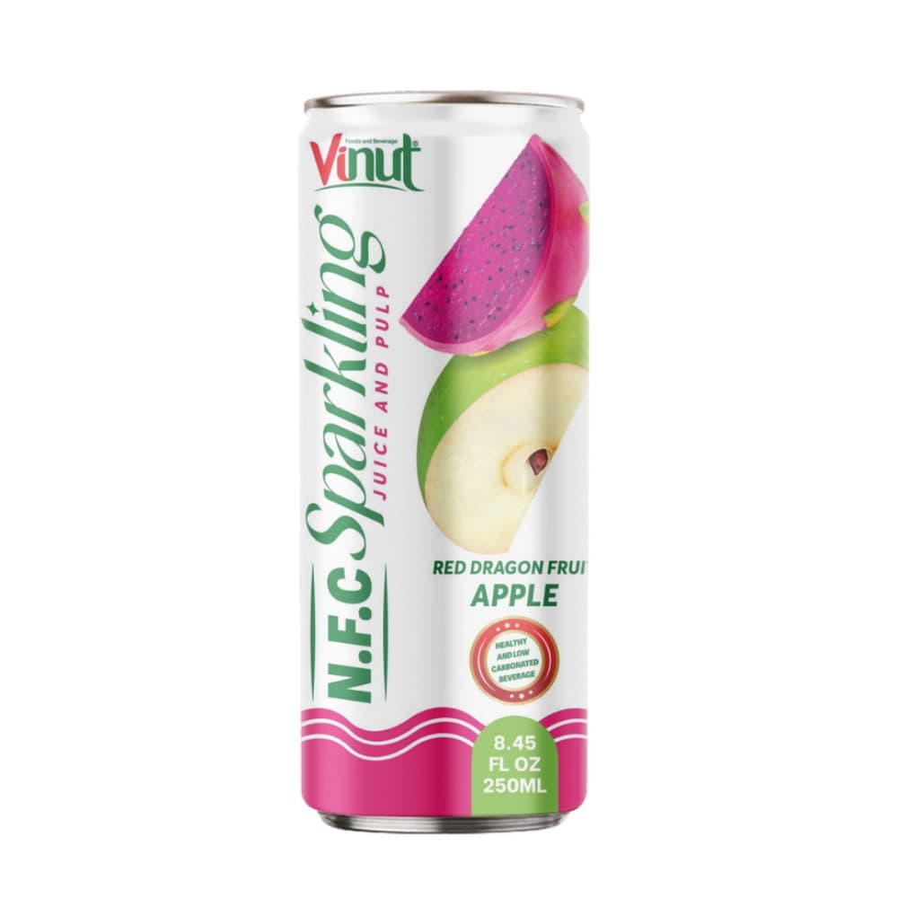 VINUT N.F.C Hiilihapotettu mehu hedelmälihalla Punainen lohikäärmehedelmä-omena, ohut tölkki, 8.45 fl oz 250 mL