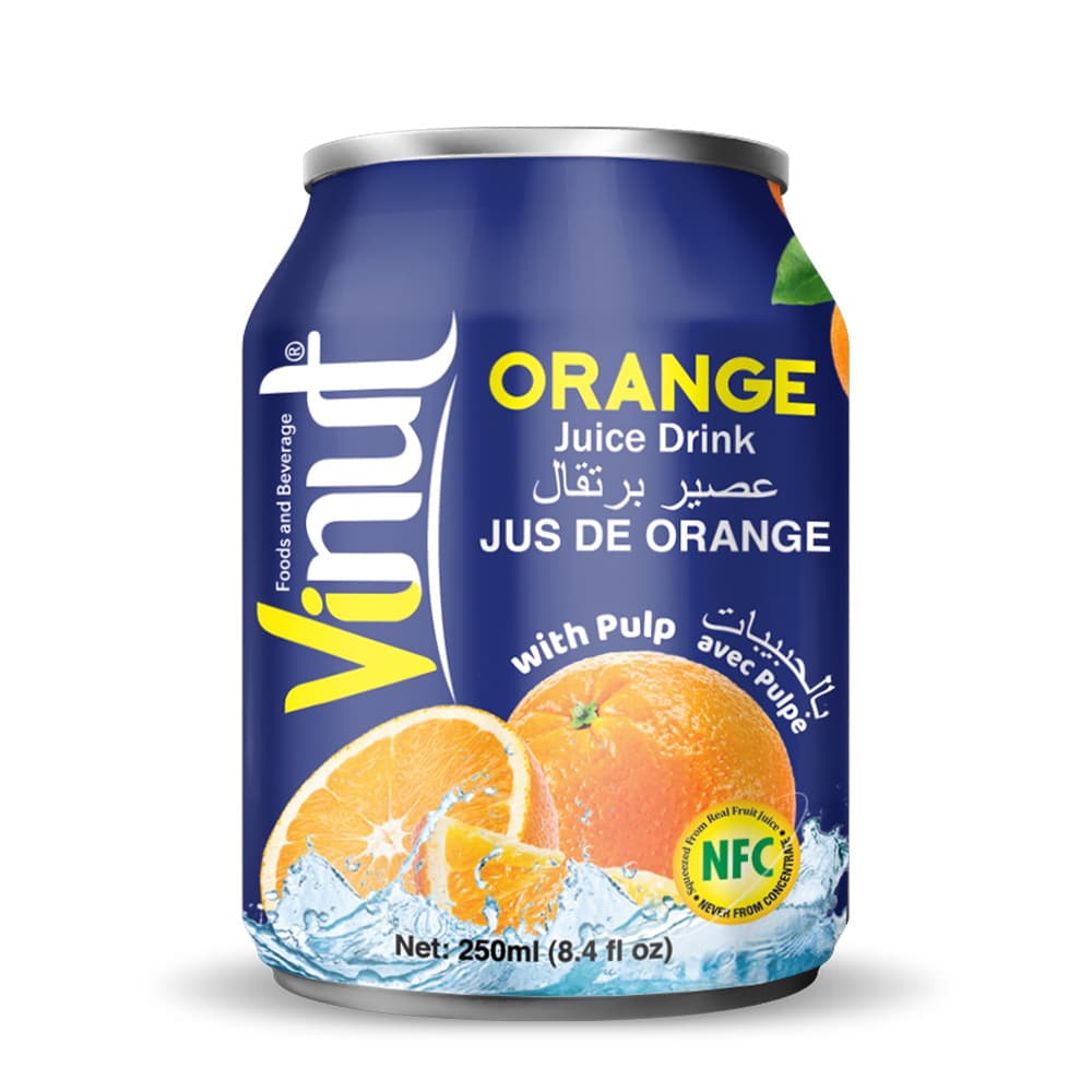 VINUT Orange Juice Drink with Pulp, 8.4 fl oz (250 mL) Can