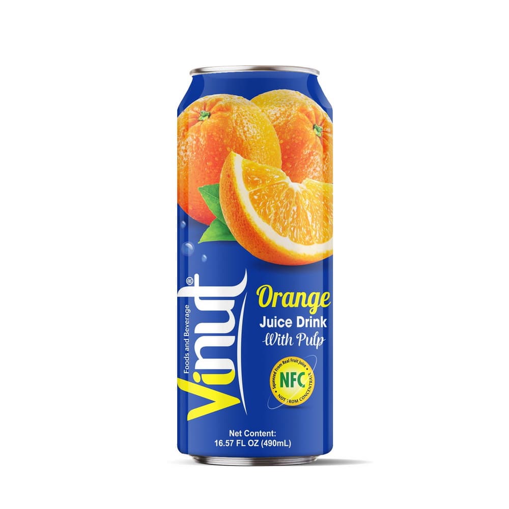 Vinut Orange Juice Drink with Pulp, NFC, Slim Can, 16.57 fl oz 490 mL