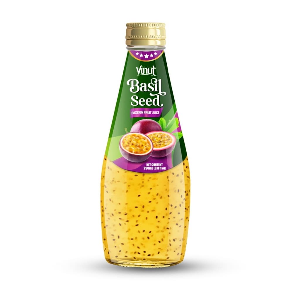 VINUT Passionhedelmä-basilikansiemenjuoma, lasipullo, 9.8 fl oz (290 mL)