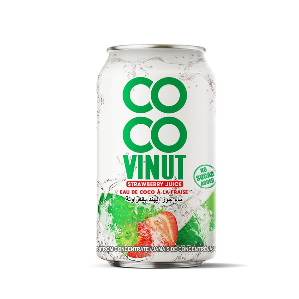 VINUT Mansikka-kookosvesi, mansikkamehua, ei lisättyä sokeria, tölkki, (330 mL)
